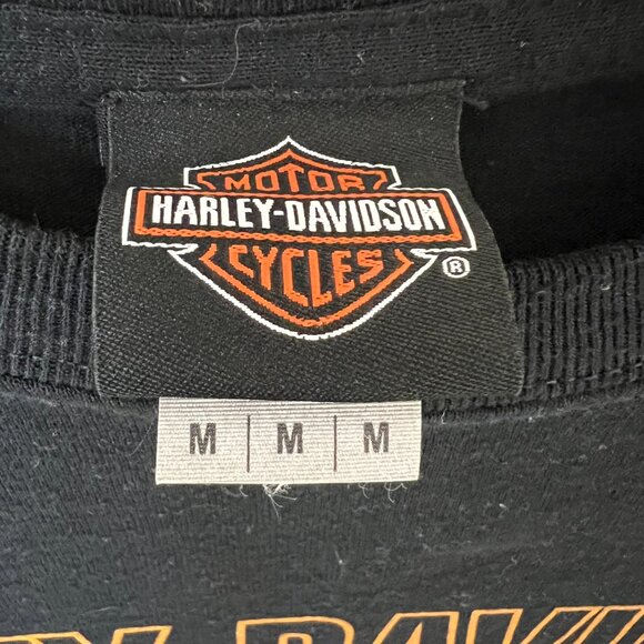 Harley-Davidson, Black, White, Orange T-Shirt, Size: M, Unisex - Picture 3 of 3
